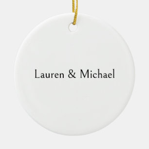 Wedding Elegant Minimalist Calligraphy Black White Ceramic Ornament