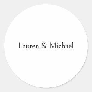 Wedding Elegant Minimalist Calligraphy Black White Classic Round Sticker