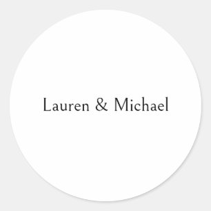 Wedding Elegant Minimalist Calligraphy Black White Classic Round Sticker