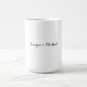 Wedding Elegant Minimalist Calligraphy Black White Coffee Mug