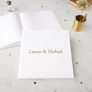 Wedding Elegant Minimalist Calligraphy Black White Foil Guest Book