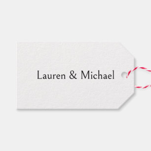 Wedding Elegant Minimalist Calligraphy Black White Gift Tags