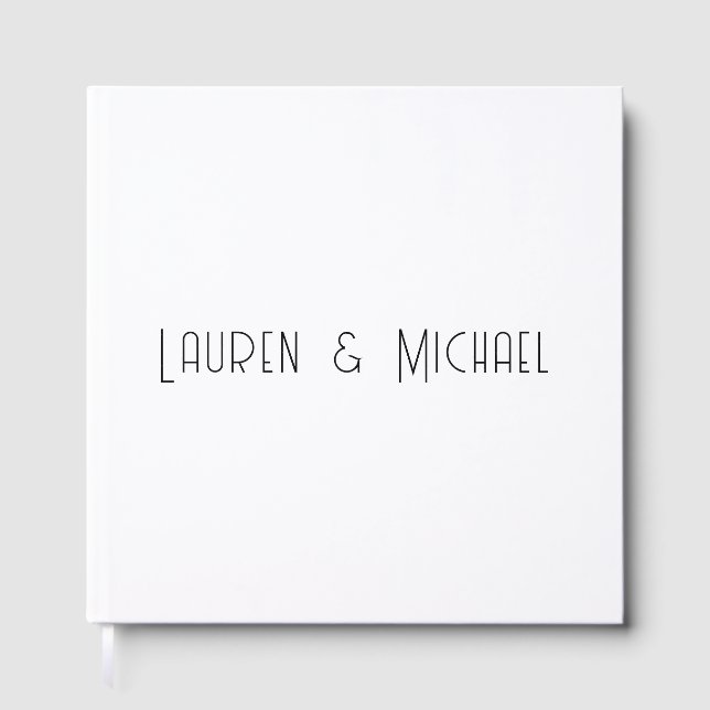 Wedding Elegant Minimalist Calligraphy Black White Guest Book (Front)