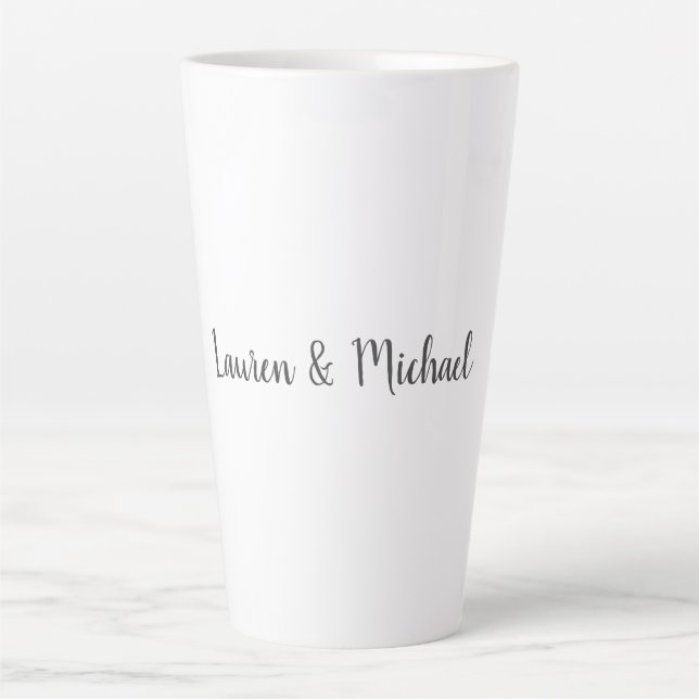 Wedding Elegant Minimalist Calligraphy Black White Latte Mug (Front)