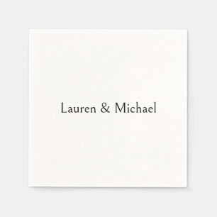 Wedding Elegant Minimalist Calligraphy Black White Napkins