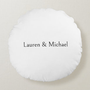 Wedding Elegant Minimalist Calligraphy Black White Round Pillow
