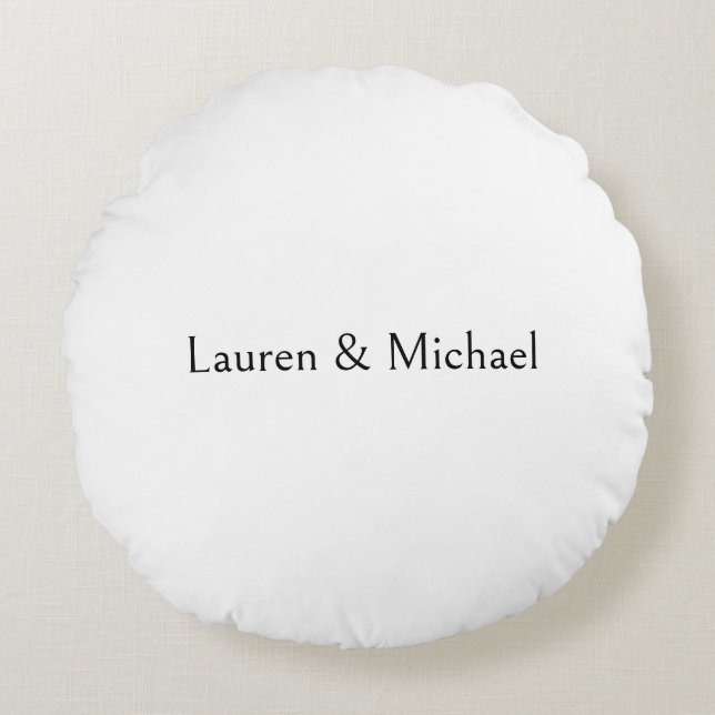 Wedding Elegant Minimalist Calligraphy Black White Round Pillow (Front)