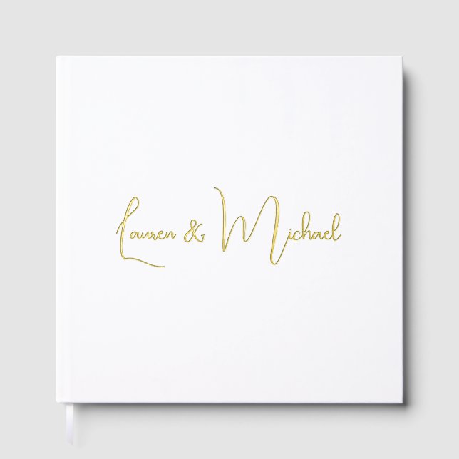 Wedding Elegant Minimalist Calligraphy Foil Guest Book (Front)