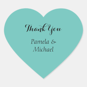 Wedding Elegant Minimalist Classic Blue Thank You Heart Sticker