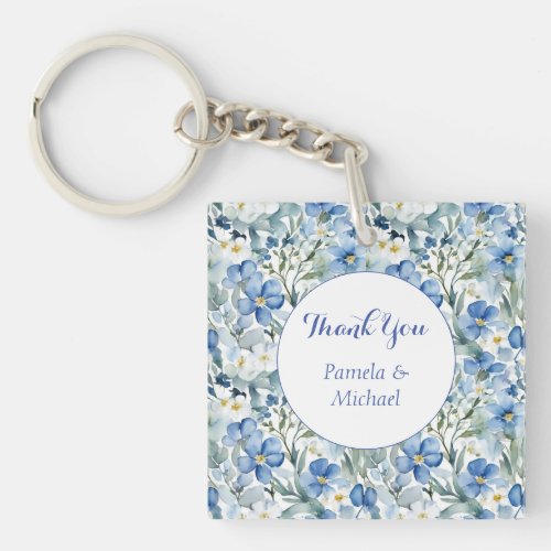 Wedding Elegant Minimalist Classic Blue Thank You Keychain