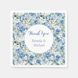 Wedding Elegant Minimalist Classic Blue Thank You Napkins