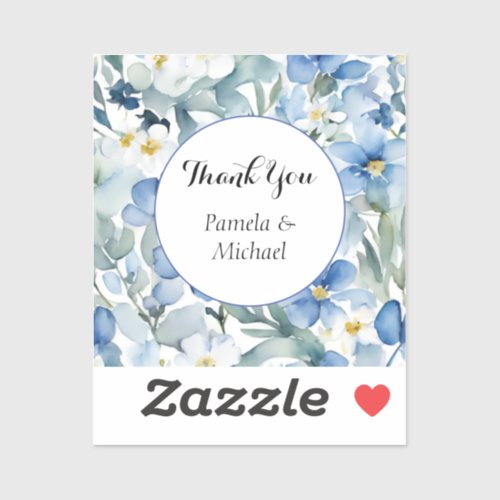 Wedding Elegant Minimalist Classic Blue Thank You Sticker