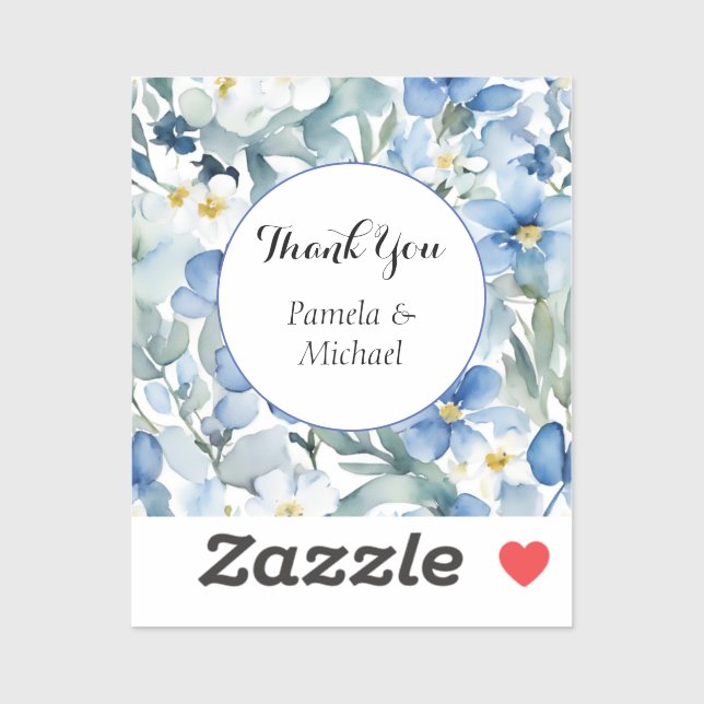 Wedding Elegant Minimalist Classic Blue Thank You Sticker (Sheet)