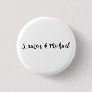 Wedding Elegant Minimalist Classical Black White Button