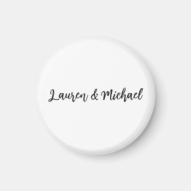Wedding Elegant Minimalist Classical Black White Magnet (Front)
