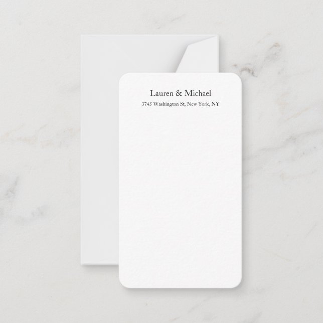 Wedding Elegant Minimalist Classical Black White Note Card (Front)