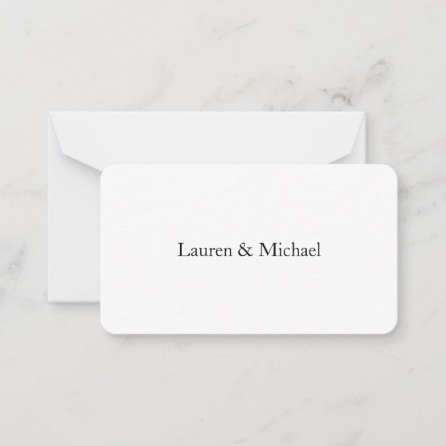 Wedding Elegant Minimalist Classical Black White Note Card (Front)