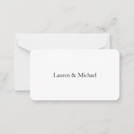 Wedding Elegant Minimalist Classical Black White Note Card