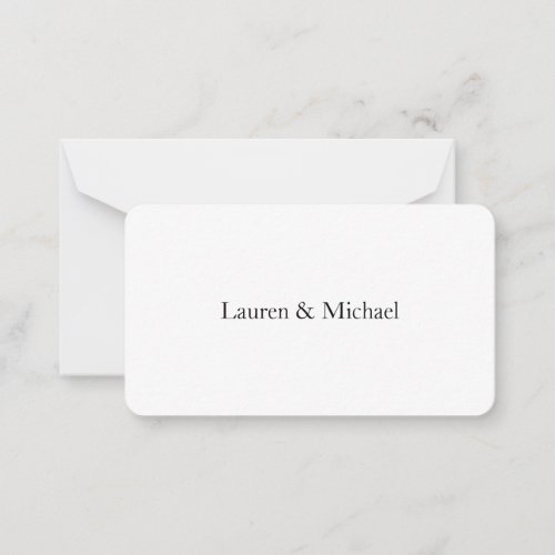 Wedding Elegant Minimalist Classical Black White Note Card