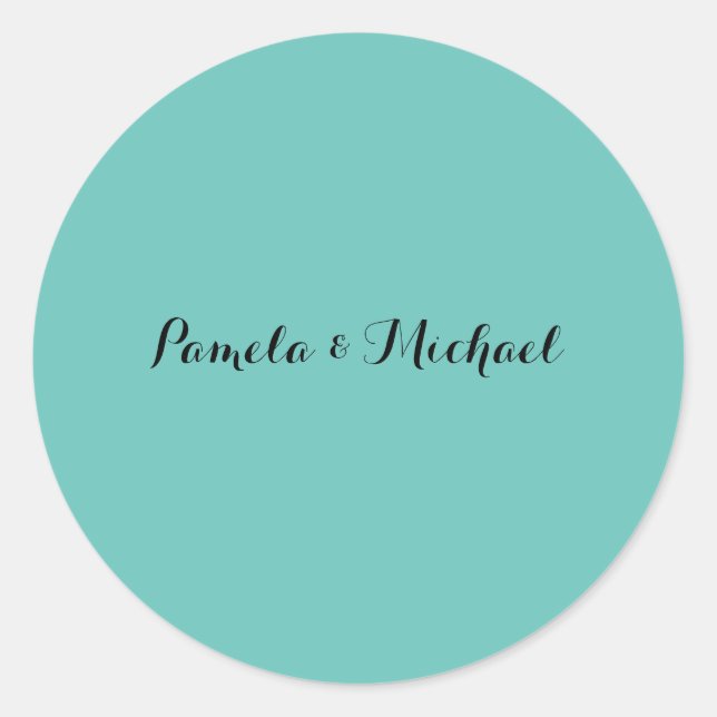 Wedding Elegant Minimalist Classical Blue Classic Round Sticker (Front)