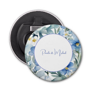 Wedding Elegant Minimalist Classical Blue Floral Bottle Opener