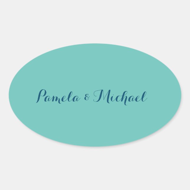 Wedding Elegant Minimalist Classical Blue Oval Sticker (Front)