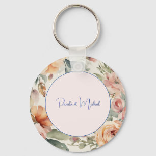 Wedding Elegant Minimalist Classical Floral Keychain