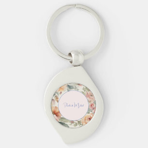Wedding Elegant Minimalist Classical Floral Keychain