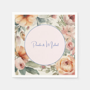 Wedding Elegant Minimalist Classical Floral Napkins