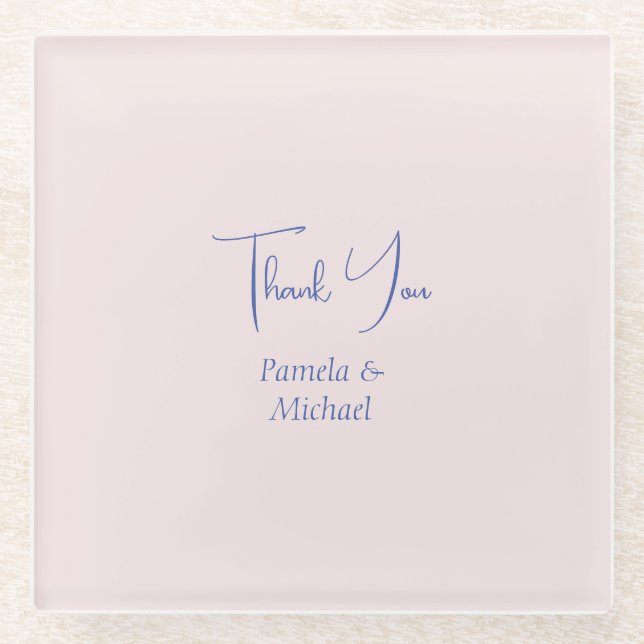 Wedding Elegant Minimalist Classical Thank You Glass Coaster (Front)