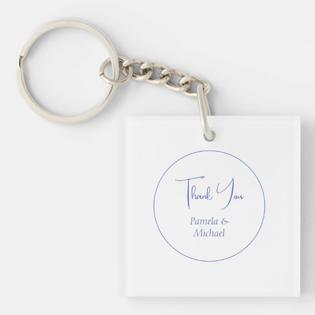 Wedding Elegant Minimalist Classical Thank You Keychain (Front)