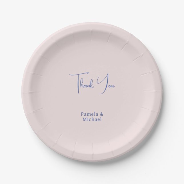 Wedding Elegant Minimalist Classical Thank You Paper Plates (Front)