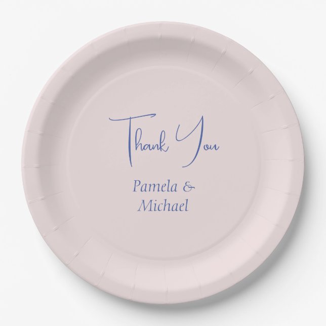 Wedding Elegant Minimalist Classical Thank You Paper Plates (Front)