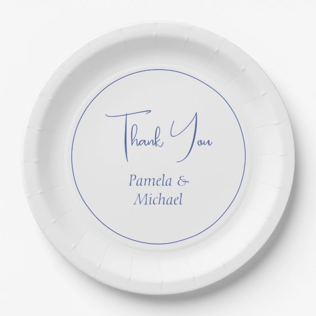 Wedding Elegant Minimalist Classical Thank You Paper Plates (Front)