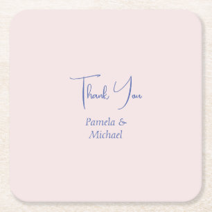 Wedding Elegant Minimalist Classical Thank You Square Paper Coaster