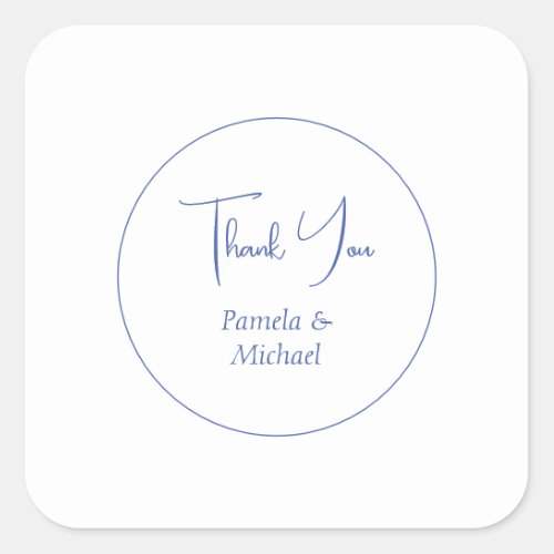 Wedding Elegant Minimalist Classical Thank You Square Sticker