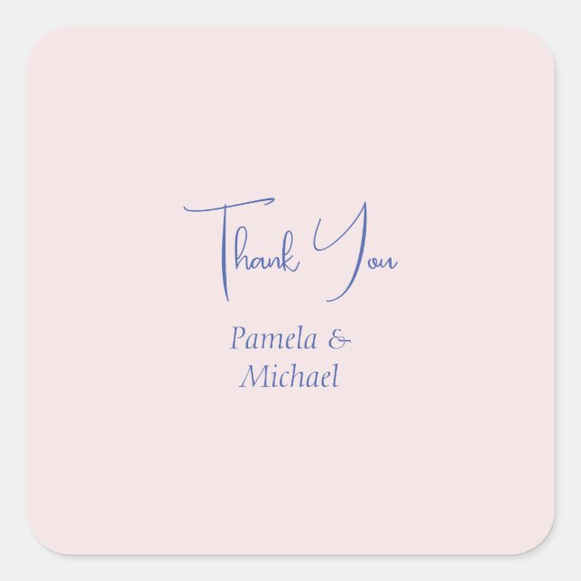 Wedding Elegant Minimalist Classical Thank You Square Sticker (Front)