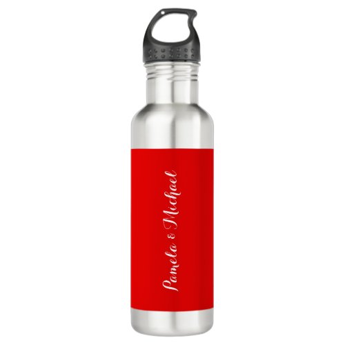 Wedding Elegant Minimalist Classical Warm Red Stainless Steel Water Bottle