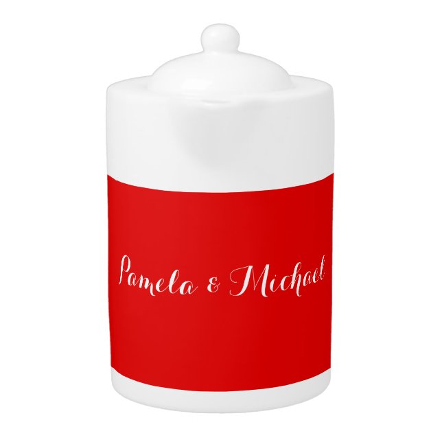 Wedding Elegant Minimalist Classical Warm Red Teapot (Front)