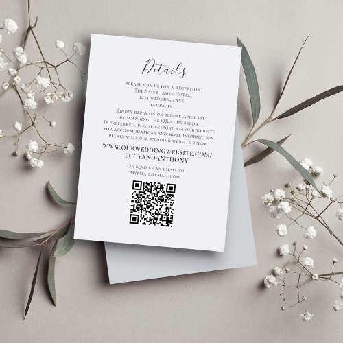 Wedding Elegant Minimalist Details QR Code Website Enclosure Card