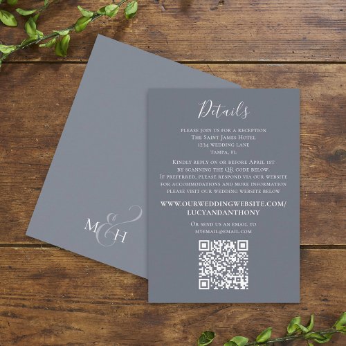 Wedding Elegant Minimalist Details QR Code Website Enclosure Card