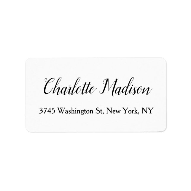 Wedding Elegant Minimalist Modern Plain White Label (Front)