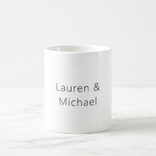 Wedding Elegant Minimalist Plain Black White Coffee Mug