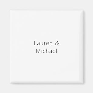 Wedding Elegant Minimalist Plain Black White Magnet