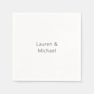 Wedding Elegant Minimalist Plain Black White Napkins