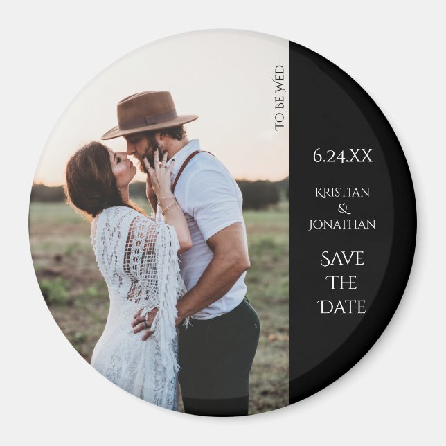 Wedding Elegant Modern Save the Date Photo Magnet (Front)
