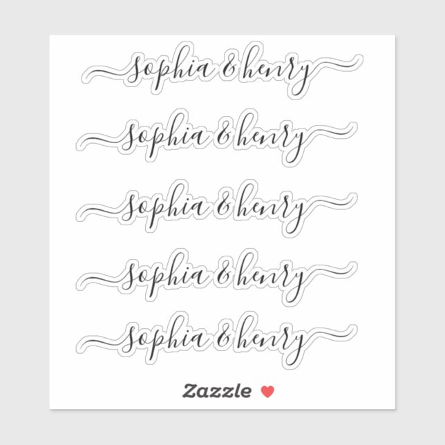 Wedding Elegant Modern Script Couple Names Sticker (Sheet)