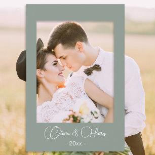 Wedding Elegant Modern Script Sage Green Selfie Frame