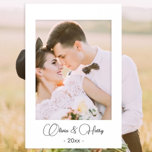 Wedding Elegant Modern Script White Selfie Frame