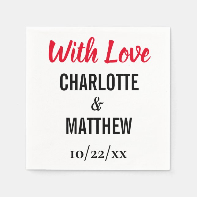 Wedding Elegant Modern Typography With Love Napkins (Front)